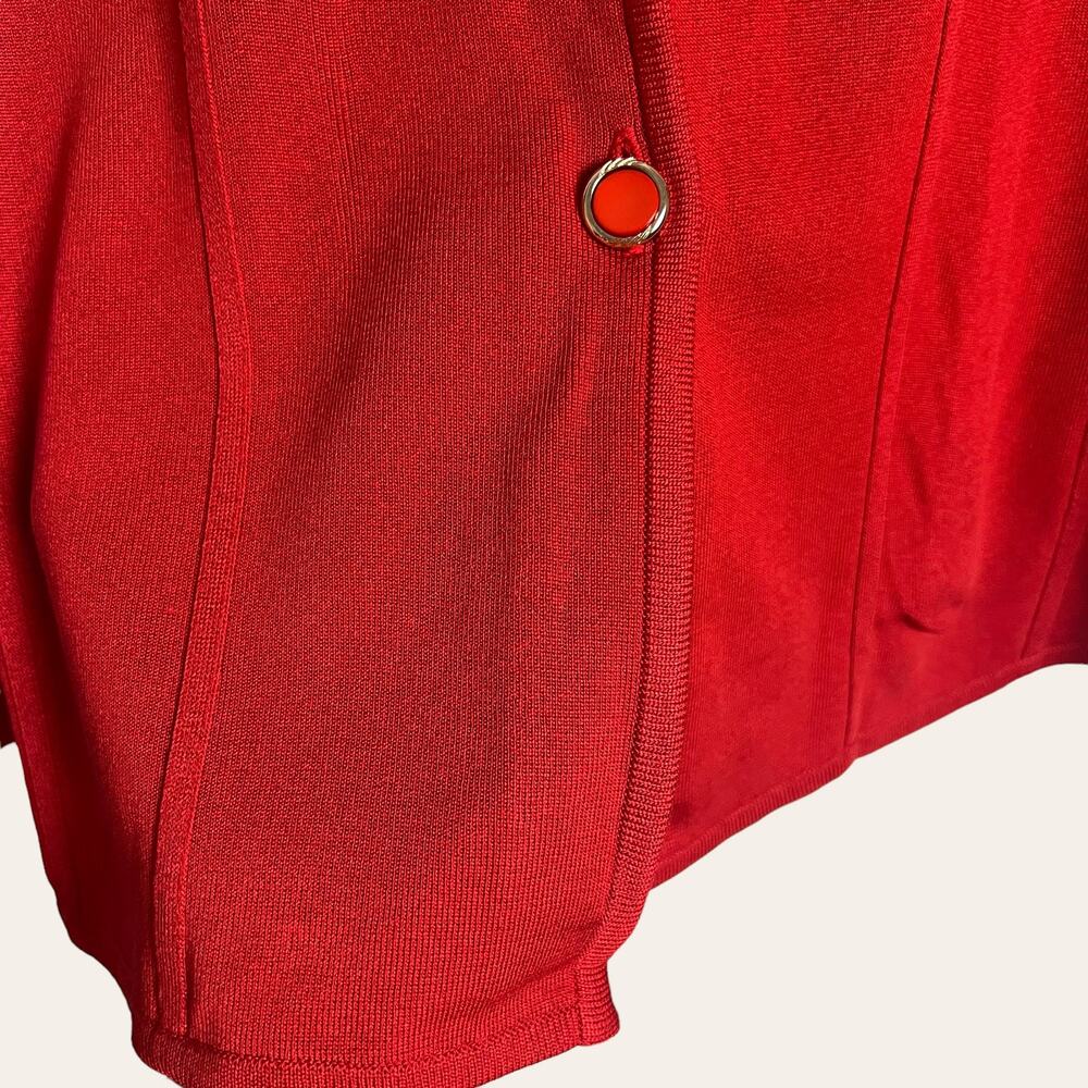 Exclusively Misook Solid Red Knit Button Front Sw… - image 5